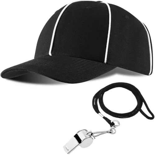 1 Set Referee Hat and Whistle with Lanyard, black, product photo