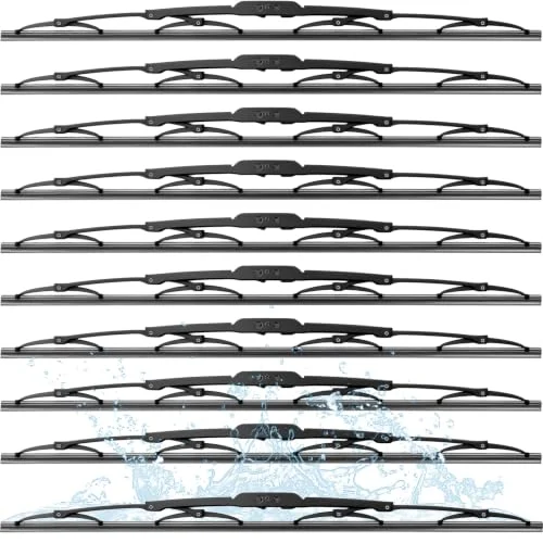 10 Pack 22 Inch Wiper Blades Silicone Wipers Durable, black, product photo