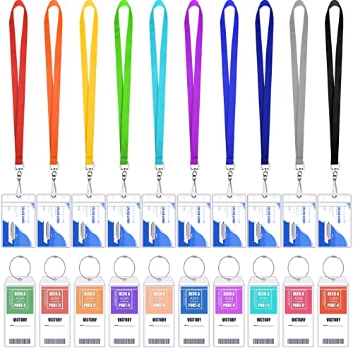 10 Pack Cruise Lanyards Carnival Cruise Lanyard with Waterproof, [multiple colors, but specific names or shades not provided], product photo