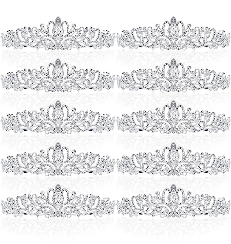 10 Pcs Crystal Tiaras and Crowns, silver, product photo