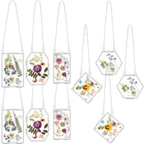 10 Pcs Glass Frame for Pressed Flowers 5 Different, silver, product photo