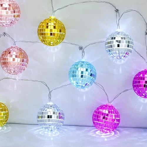 10 Pcs LED Disco Ball String Light 2 Inch, vivid color, product photo