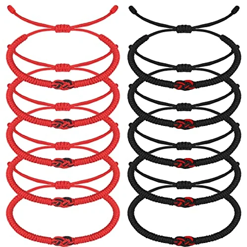 10 Pcs Matching Bracelets for Couples Knots Red Black, black, product photo