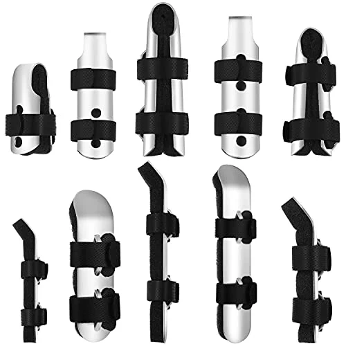 10 Pieces Finger Splint Metal Finger Support Knuckle Stabilizer, black, product photo