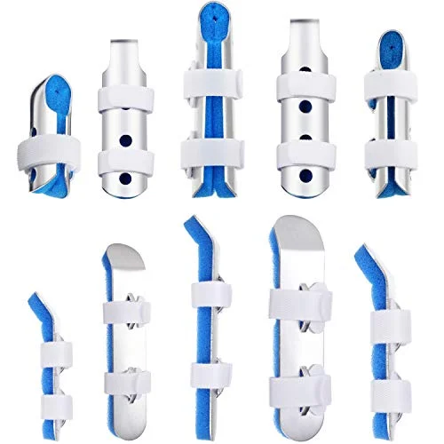 10 Pieces Finger Splint Metal Finger Support Knuckle Stabilizer, blue, product photo