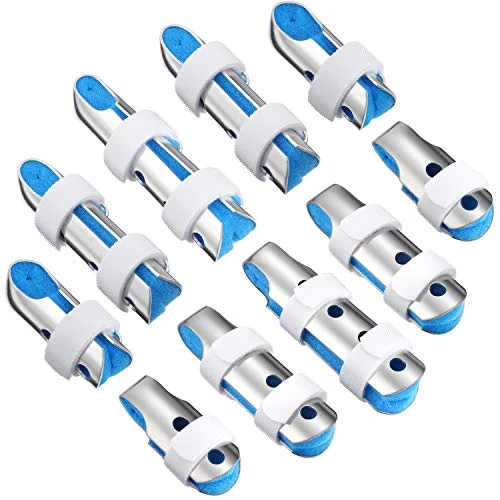 10 Pieces Finger Splints Metal Padded Support Finger Stabilizer, blue, product photo