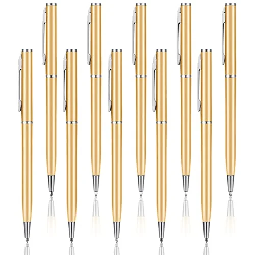 10 Pieces Mini Pen Bulk Small Pocket Ballpoint Pens, gold, product photo