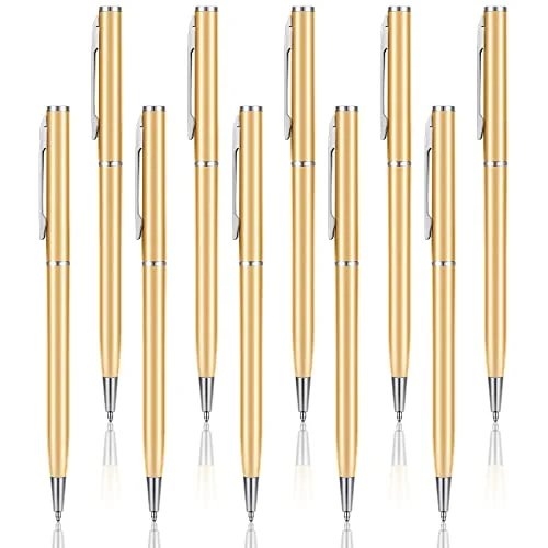 10 Pieces Mini Pen Bulk Small Pocket Ballpoint Pens, gold, product photo