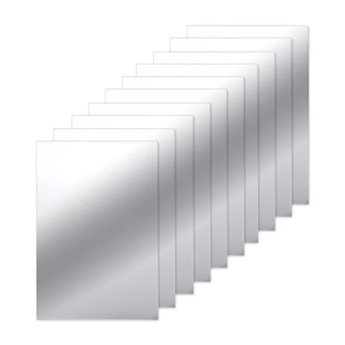 10 Pieces Self Adhesive Acrylic Mirror Tiles 6 x, silver, product photo
