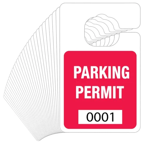 100 Pack Parking Permits Hang Tag - 2.75″x4.75″ Red, red, product photo
