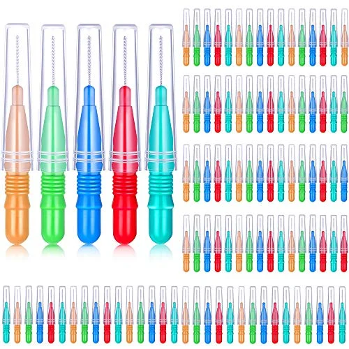100 Pcs Braces Dental Brush Flosser for Cleaner Interdental (B08H8DZP4Q), red, blue, green, light green, orange, product photo