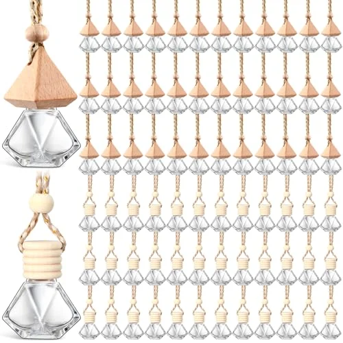 100 Pcs Car Air Fresheners Diffuser with Wooden Cap, clear, product photo