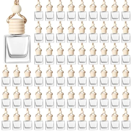 100 Pcs Car Air Fresheners Diffuser with Wooden Cap, clear, product photo