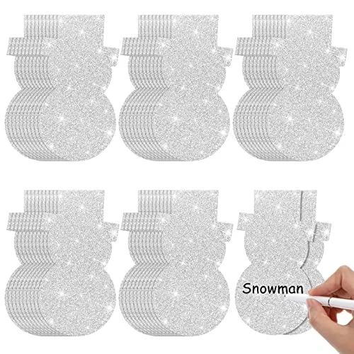 100 Pcs Christmas Decoration White Snowflake Cutouts with Glue, silver, product photo