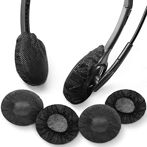 100 Pieces Headphone Ear Covers Disposable Earphone Sanitary Non-Woven, black, product photo