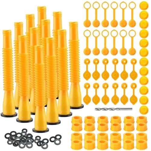 12 Kit Gas Can Spout Replacement with Screw Collar, yellow, product photo