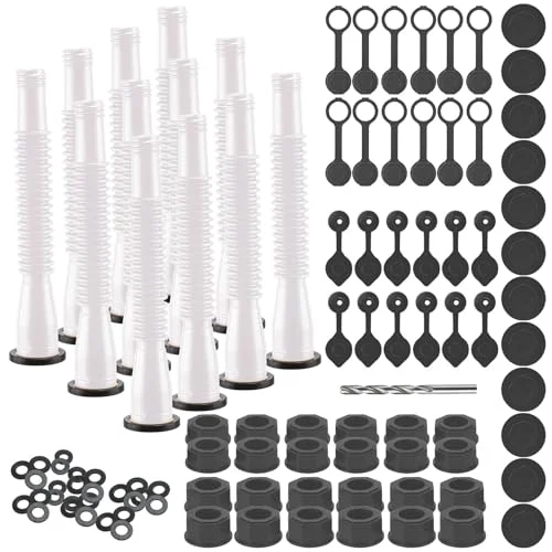 12 Kit Gas Can Spout Replacement with Screw Collar, black white, product photo