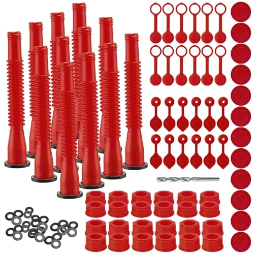 12 Kit Gas Can Spout Replacement with Screw Collar, red, product photo