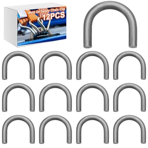 12 Pack 1/2″ Weld-on Steel D-Ring Rope Hook Chain, product photo