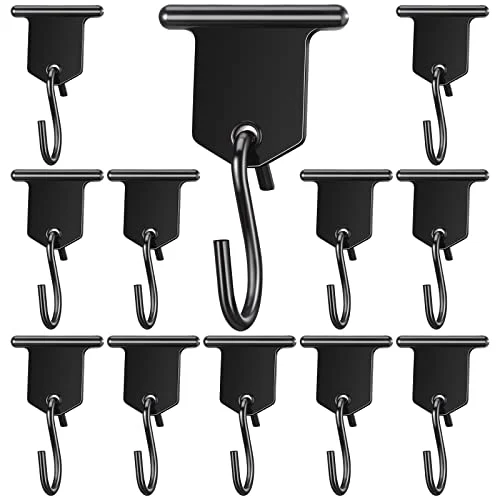 12 Pairs Rv Awning Hooks for Lights Camping Awning, black, product photo