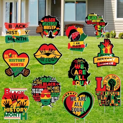 12 Pcs Black History Month Decorations Outdoor Black History, multicolor, product photo