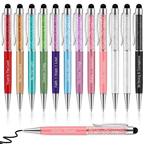 12 Pcs Christian Pens Bible Verse Glitter Ballpoint Bulk, black, product photo