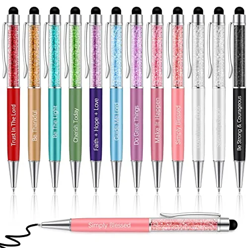 12 Pcs Christian Pens Bible Verse Glitter Ballpoint Bulk, black, product photo