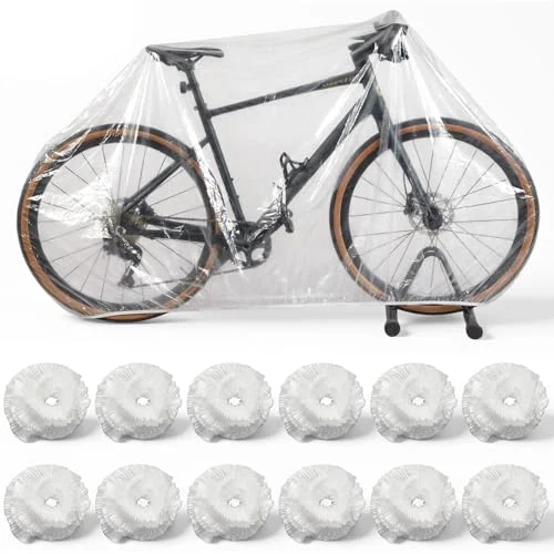12 Pcs Disposable Bike Covers Clear PE Lightweight Rain, clear, product photo