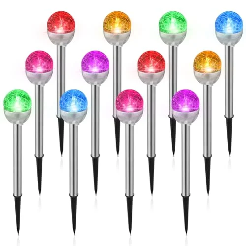 12 Pcs Solar Lights Garden Decorations, multicolor, product photo