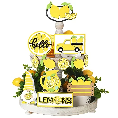 12 Pcs Summer Lemon Tiered Tray Decor Gnome Fresh, lemon, product photo