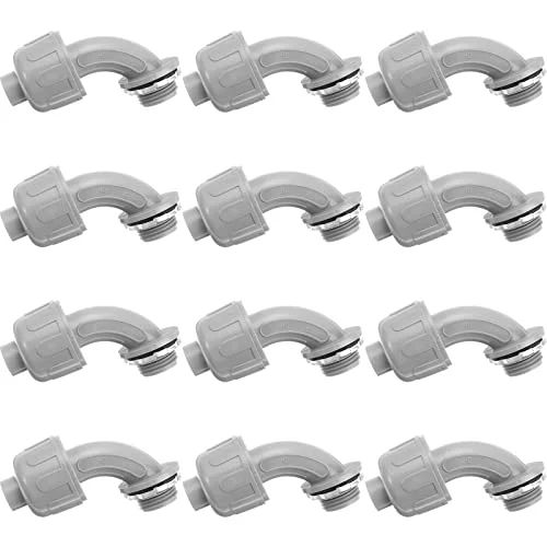 12 Pieces 1/2 Inch Liquid Tight Connector Flexible Non, gray, product photo