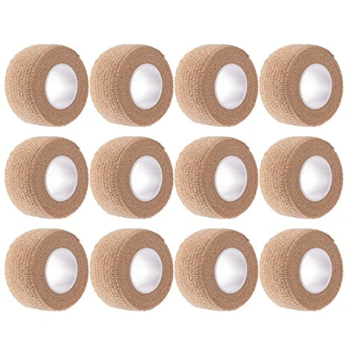 12 Pieces Adhesive Bandage Wrap Stretch Self-Adherent Tape for, skin color, product photo