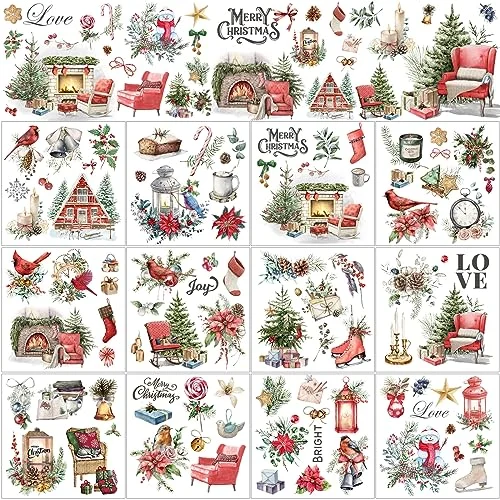 12 Sheets Christmas Rub on Transfers for Crafts and, as pictures shown, product photo