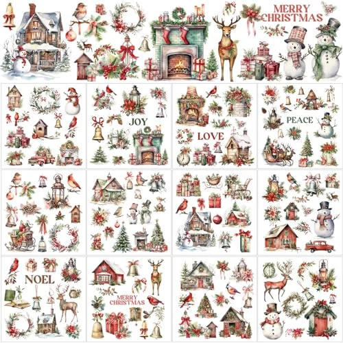 12 Sheets Christmas Rub on Transfers for Crafts and, as pictures shown, product photo