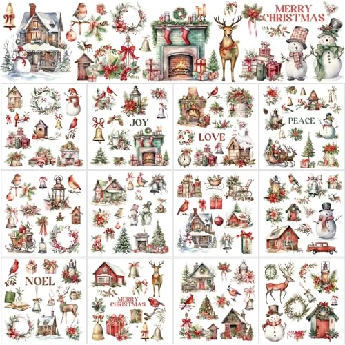 12 Sheets Christmas Rub on Transfers for Crafts and, as pictures shown, product photo
