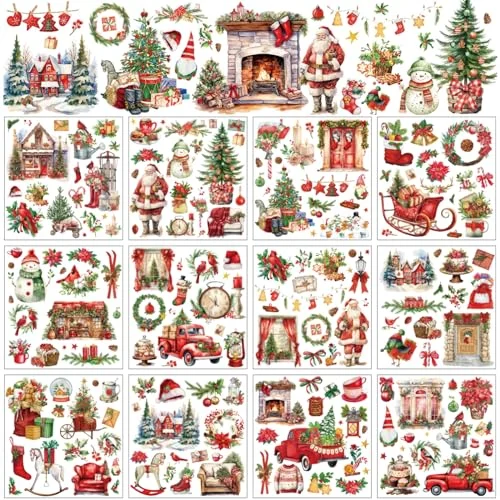 12 Sheets Christmas Rub on Transfers for Crafts and, as pictures shown, product photo