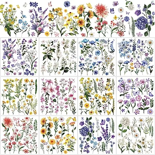 12 Sheets Rub on Transfers for Crafts and Furniture, multiple colors, product photo