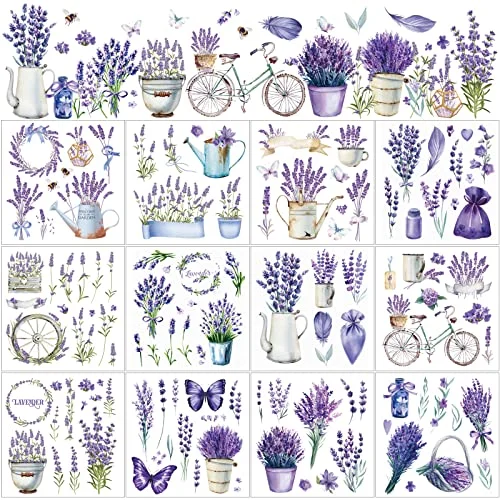 12 Sheets Rub on Transfers for Crafts and Furniture, purple, product photo