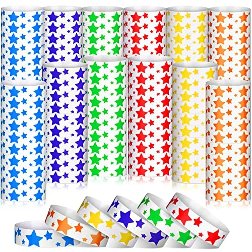1200 Pcs Star Events Wristbands Colored Paper Wristbands for, red, green, blue, purple, yellow, orange, product photo