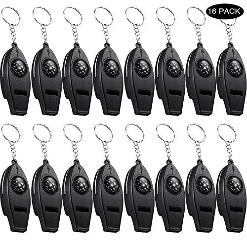 16 Pack Multifunctional Whistle Compass Thermometer Magnifier Sports Multi-Function, product photo