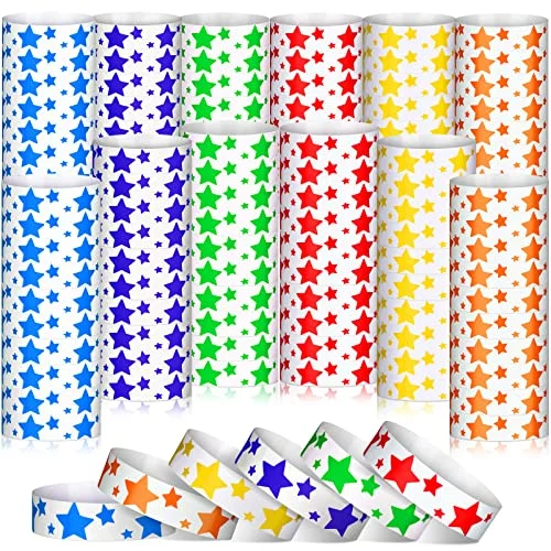 1800 Pcs Star Events Wristbands Colored Paper Wristbands for, red, green, blue, purple, yellow, orange, product photo
