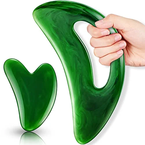 2 Pcs Body Gua Sha Tool Large Resin Scraping, green, product photo