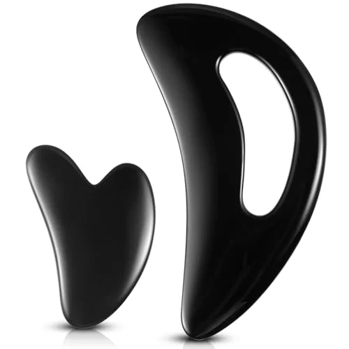 2 Pcs Body Gua Sha Tool Large Resin Scraping, black, product photo