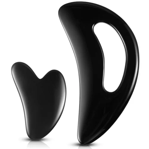 2 Pcs Body Gua Sha Tool Large Resin Scraping, black, product photo
