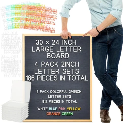 2 Pcs Large Felt Letter Board Sign 24 x, grey, product photo