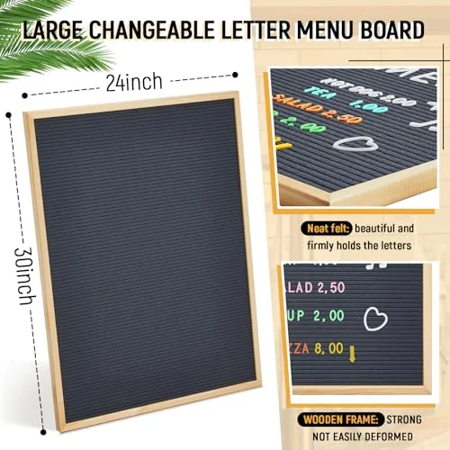 2 Pcs Large Felt Letter Board Sign 24 x, grey, product photo