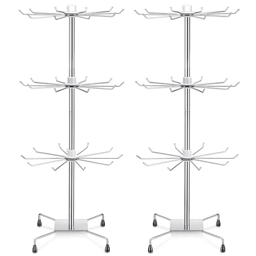 2 Pcs Rotating Display Stand Jewelry Display Rack with, silver, product photo