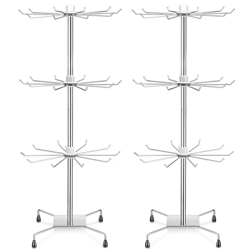 2 Pcs Rotating Display Stand Jewelry Display Rack with, silver, product photo