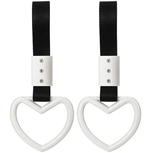 2 Pieces Rings Heart Shaped Car Handle Straps Drift, white, product photo
