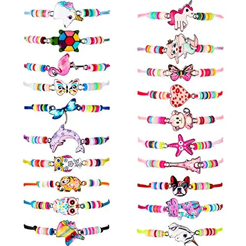 20 Pcs Girl Friendship Colorful Bracelets Set Kids Rainbow, multiple colors, product photo